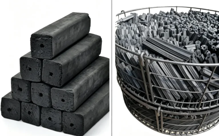 Comparison between machine-made charcoal and extruded charcoal briquettes